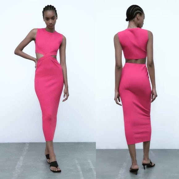 CUT OUT FITTED RIB DRESS