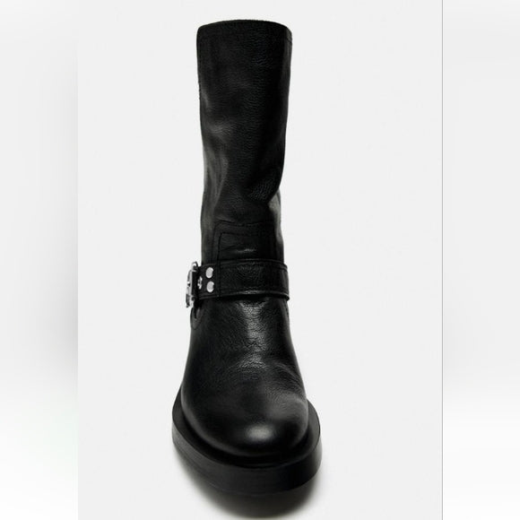 ZARA LEATHER BIKER BOOTS