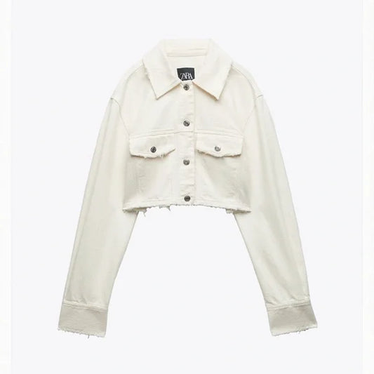 VESTE COURTE EN COTON JEANS