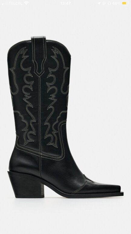 BOTTINES COW-BOY CUIR SURPIQÛRES