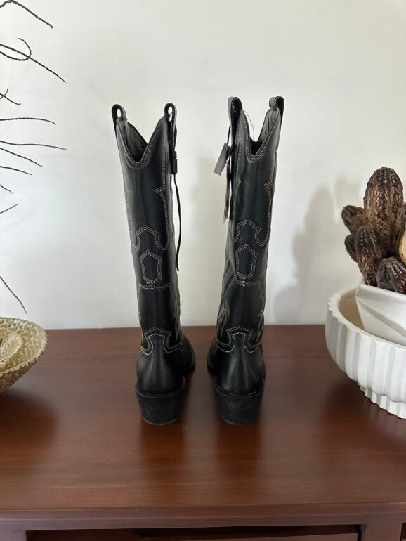 BOTTINES COW-BOY CUIR SURPIQÛRES