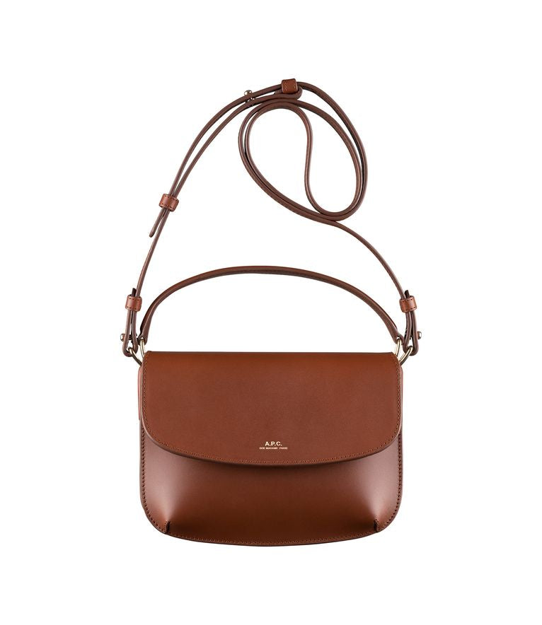 A.P.C SARAH SHOULDER À STRAP MINI BAG NUT BROWN