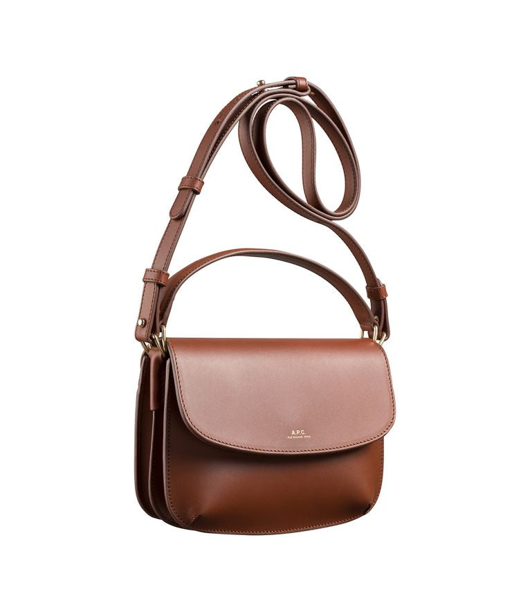 A.P.C SARAH SHOULDER À STRAP MINI BAG NUT BROWN