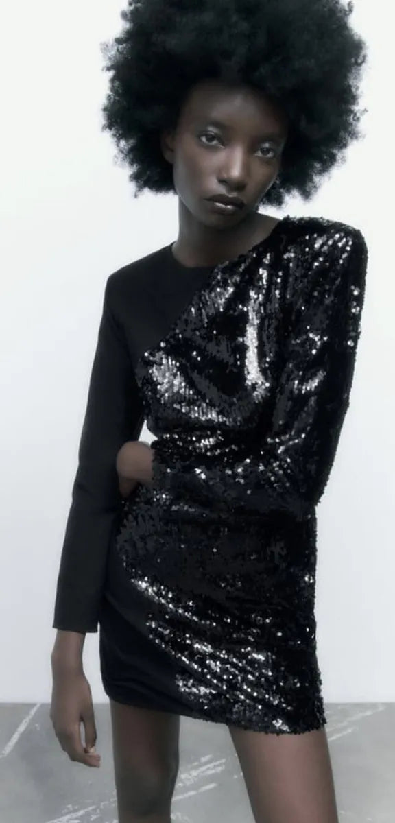 ROBE À SEQUINS NOIRE