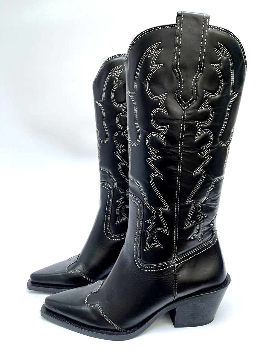 BOTTINES COW-BOY CUIR SURPIQÛRES