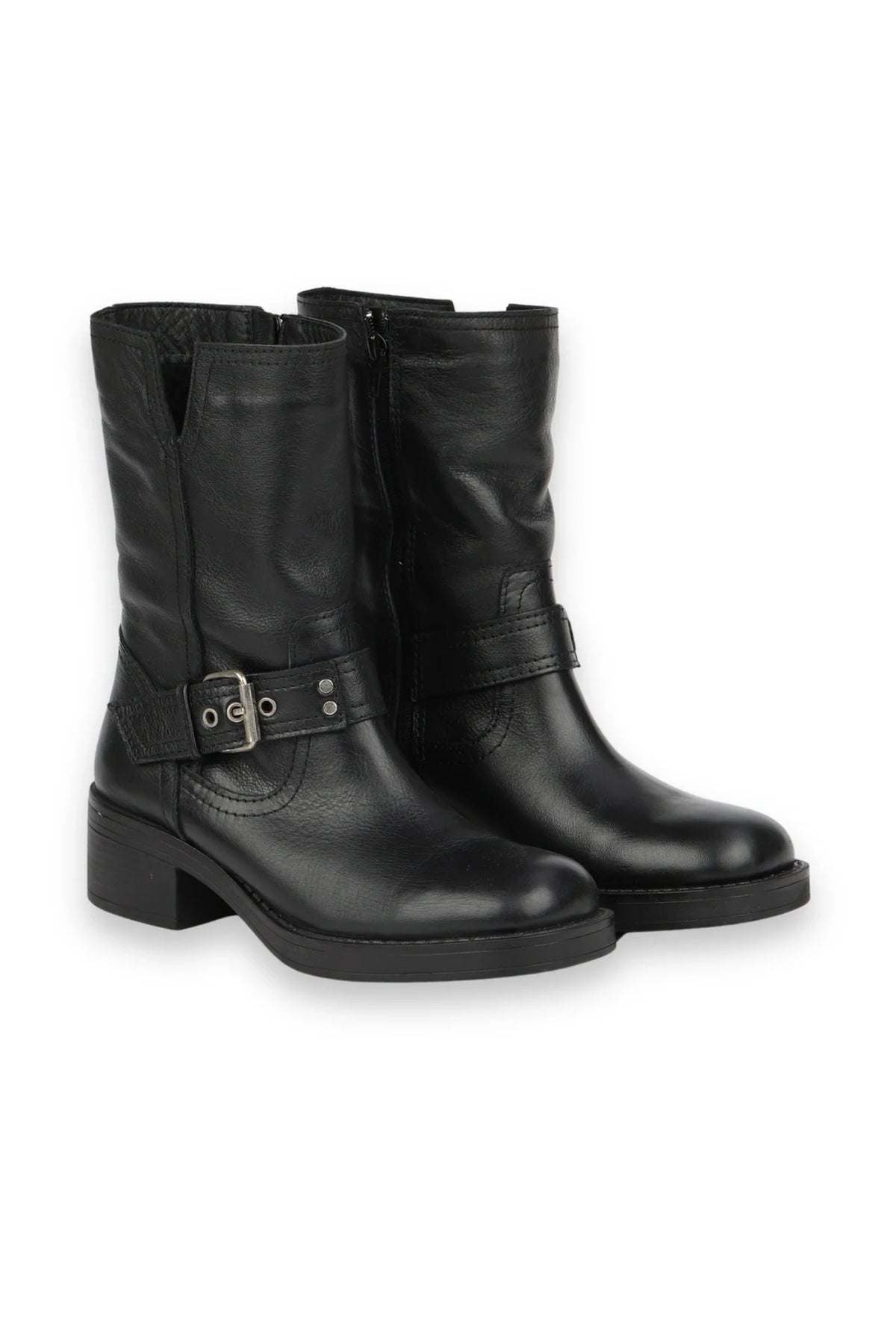 LEATHER BIKER BOOTS