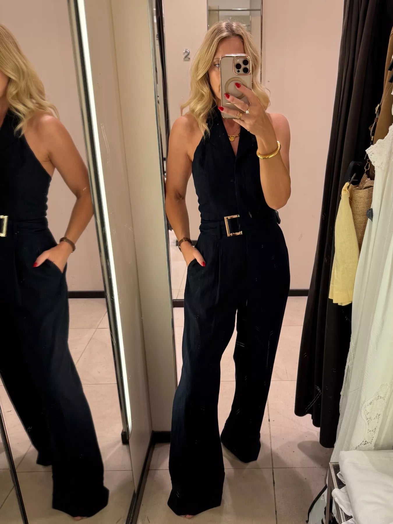 LONG LINEN BLEND JUMPSUIT