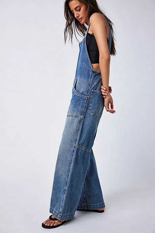 WOMEN'S WE THE FREE FIELDS OF FLOWERS WIDE-LEG OVERALLS IN FOLLOW YOUR HEART