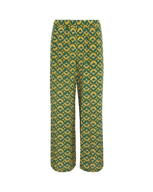 WEEKEND MAX MARA PANTALON CROPPED EN SOIE IMPRIMÉ GREEN